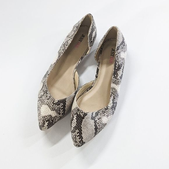 Just Fab Chastina Snakeskin Flats | US Size 8 - Picture 2 of 6